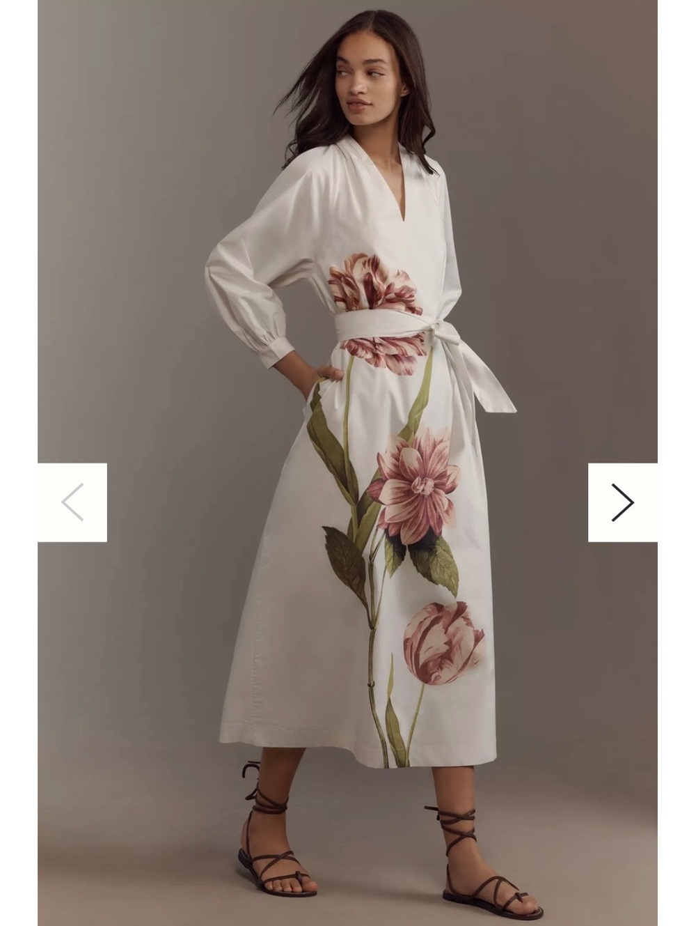 Anthropologie floral white dress - XL